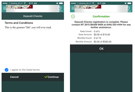 Step 3 to register for Mobile Deposit